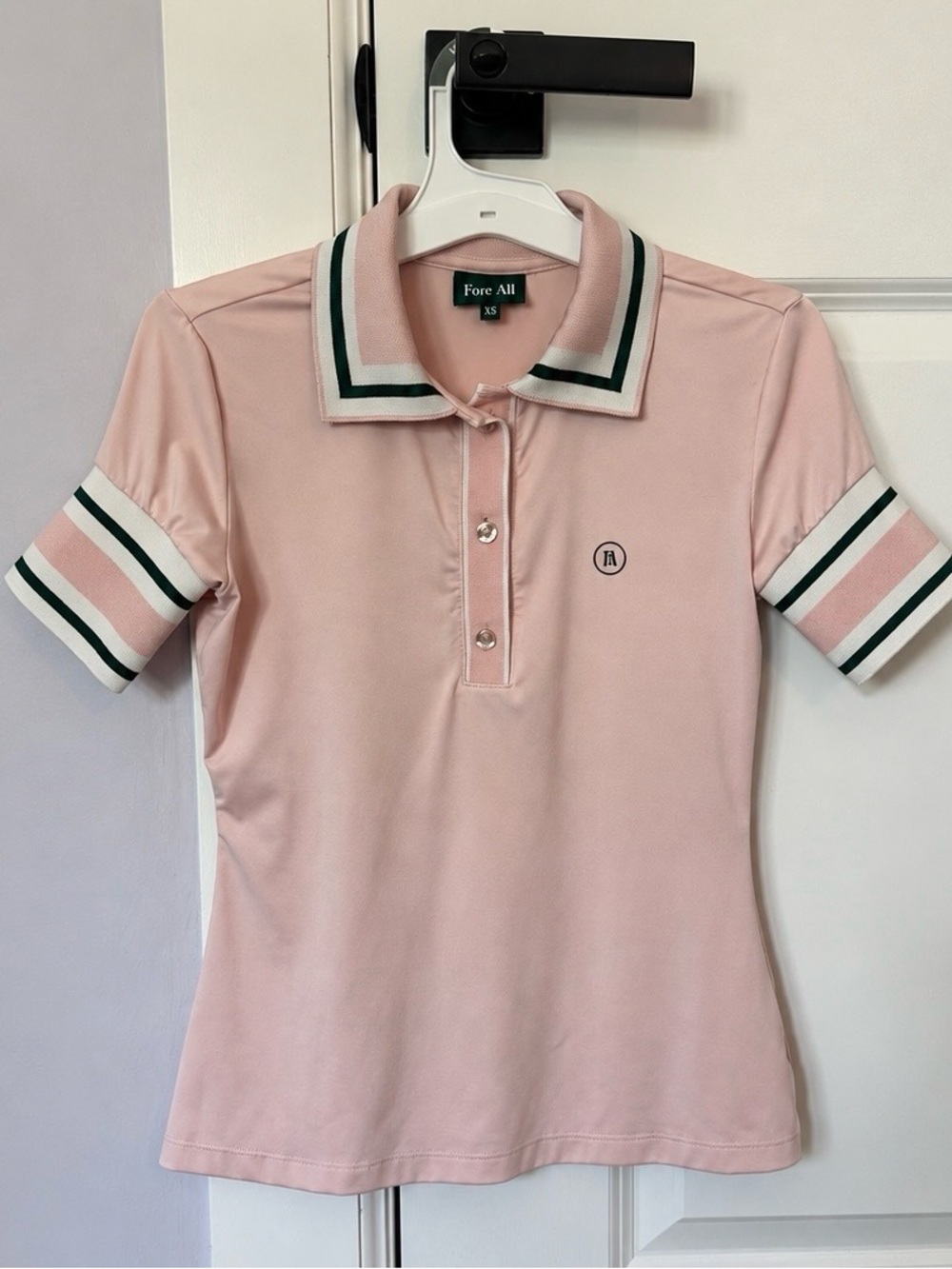 Fore All Pink Betty Polo Golf Shirt with Striped Sleeves | Women’s XS - Like New